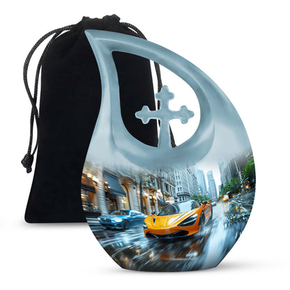 10-inch Supercars Glide Through design urn