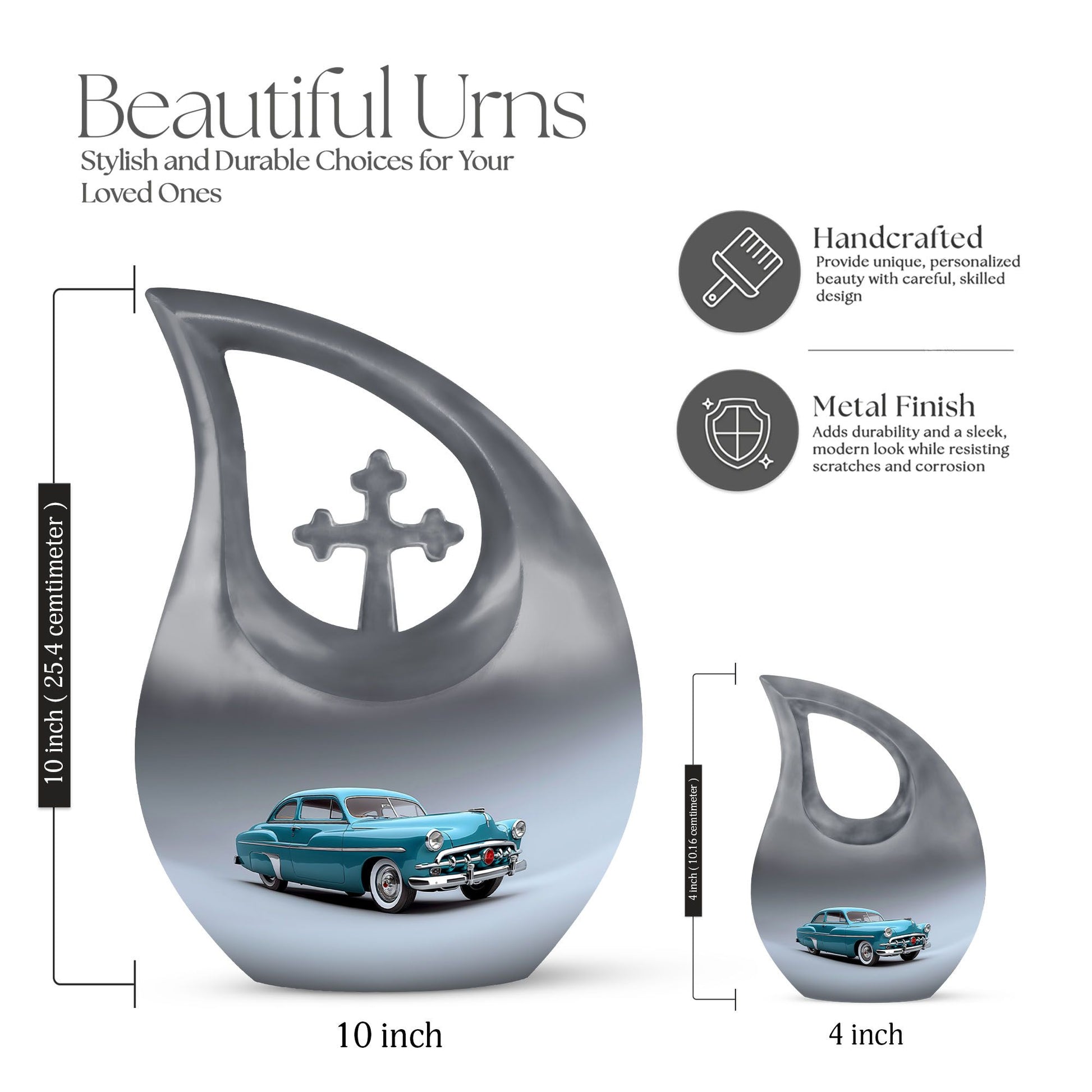 Vintage Charm of cross drop design human urns, 