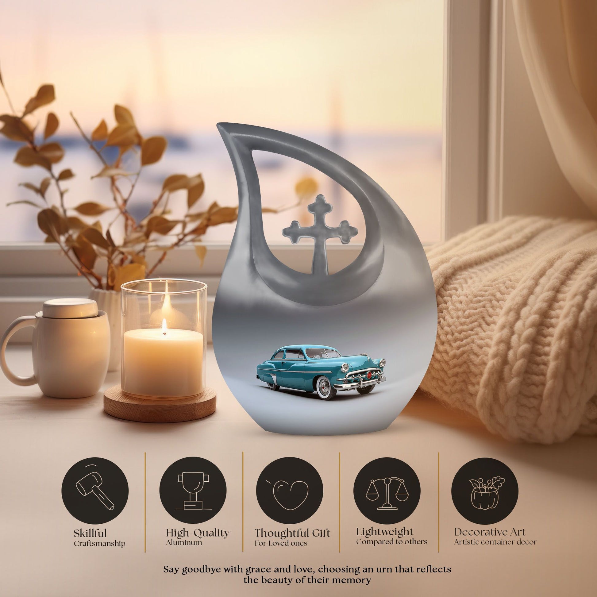 Vintage Charm of cross drop design human urns, 