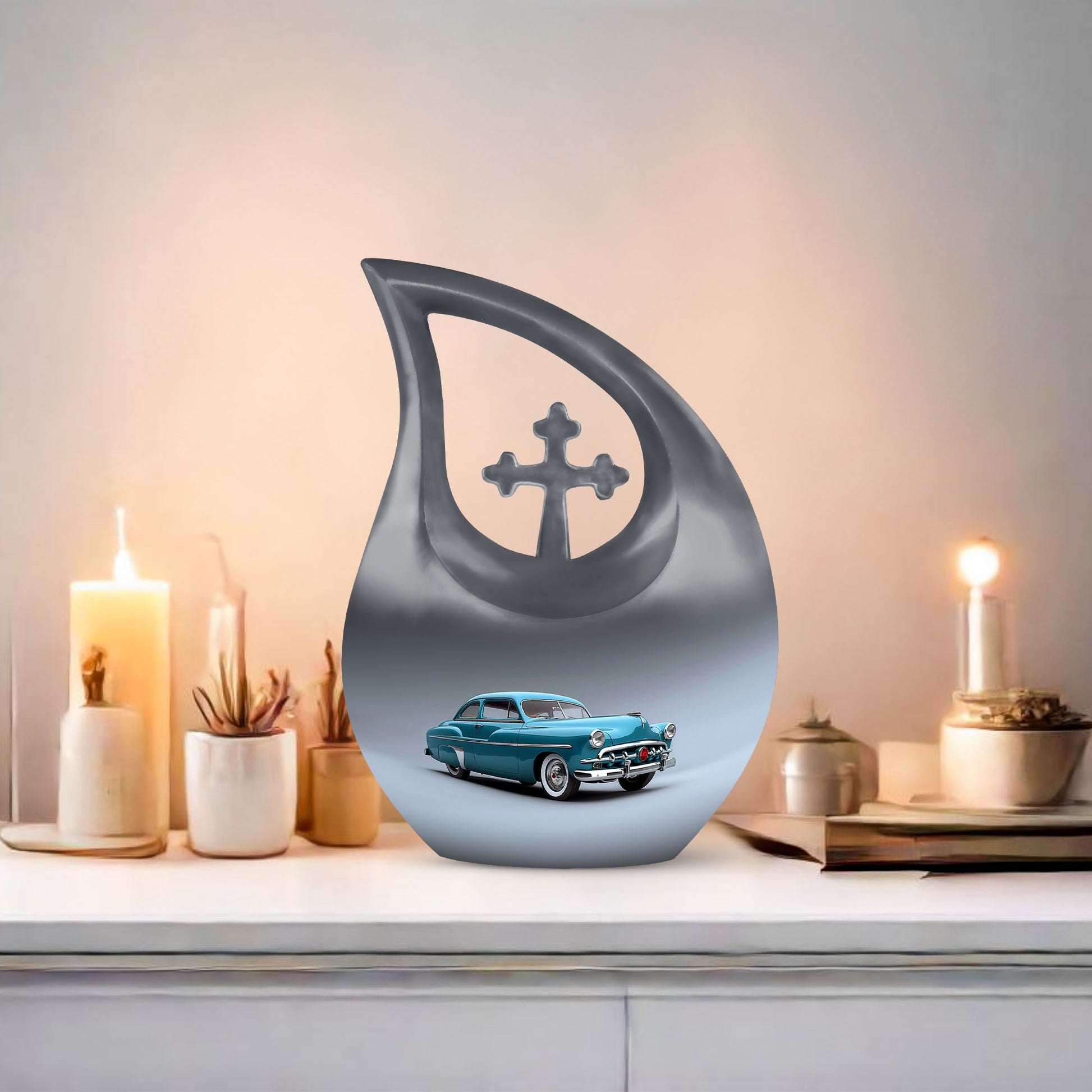 Vintage Charm of cross drop design human urns, 