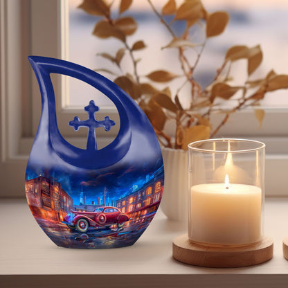 10-inch Reflections Of A Cross Drop design memorial urn, 