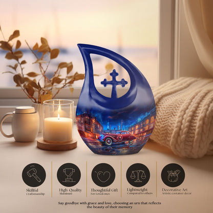 10-inch Reflections Of A Cross Drop design memorial urn, 