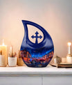 10-inch Reflections Of A Cross Drop design memorial urn, 