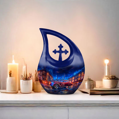 10-inch Reflections Of A Cross Drop design memorial urn, 