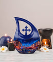 10-inch Reflections Of A Cross Drop design memorial urn, 