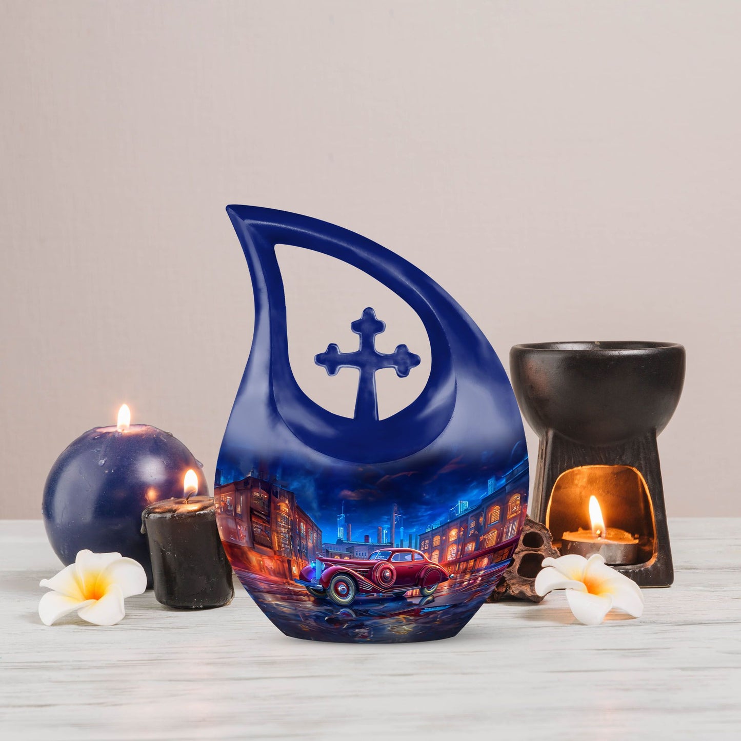 10-inch Reflections Of A Cross Drop design memorial urn, 