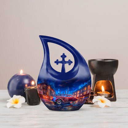 10-inch Reflections Of A Cross Drop design memorial urn, 