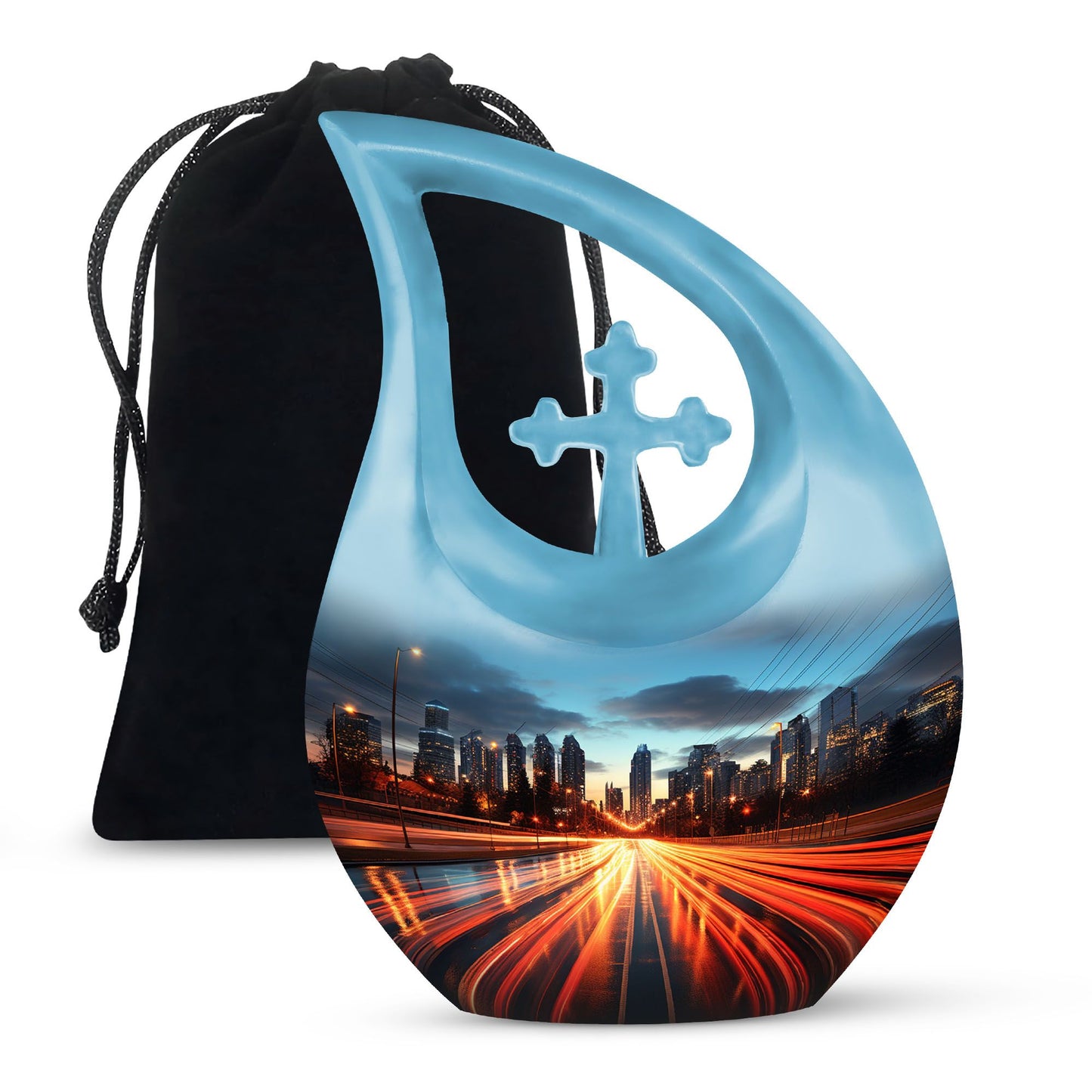 Dusk To Dawn, 10 inch cross drop mini cremation urn
