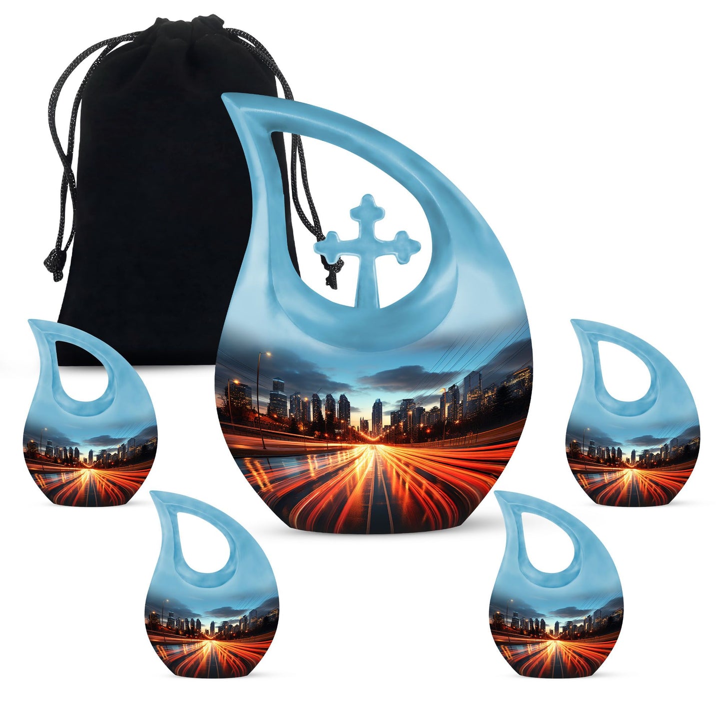 Dusk To Dawn, 10 inch cross drop mini cremation urn