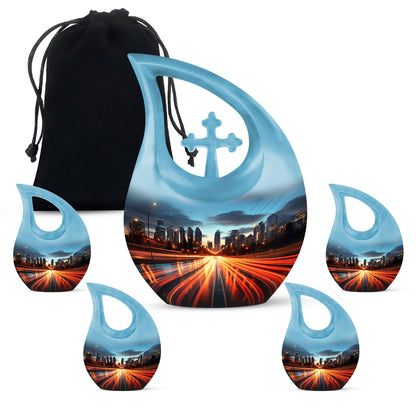 Dusk To Dawn, 10 inch cross drop mini cremation urn