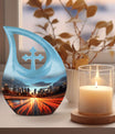 Dusk To Dawn, 10 inch cross drop mini cremation urn
