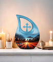 Dusk To Dawn, 10 inch cross drop mini cremation urn