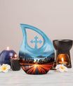 Dusk To Dawn, 10 inch cross drop mini cremation urn