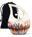 10 inch Watercolor Skyline Urban Urn 