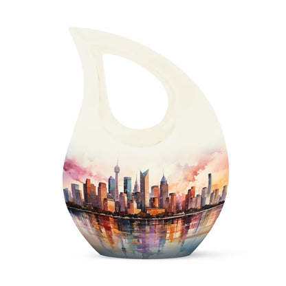10 inch Watercolor Skyline Urban Urn 