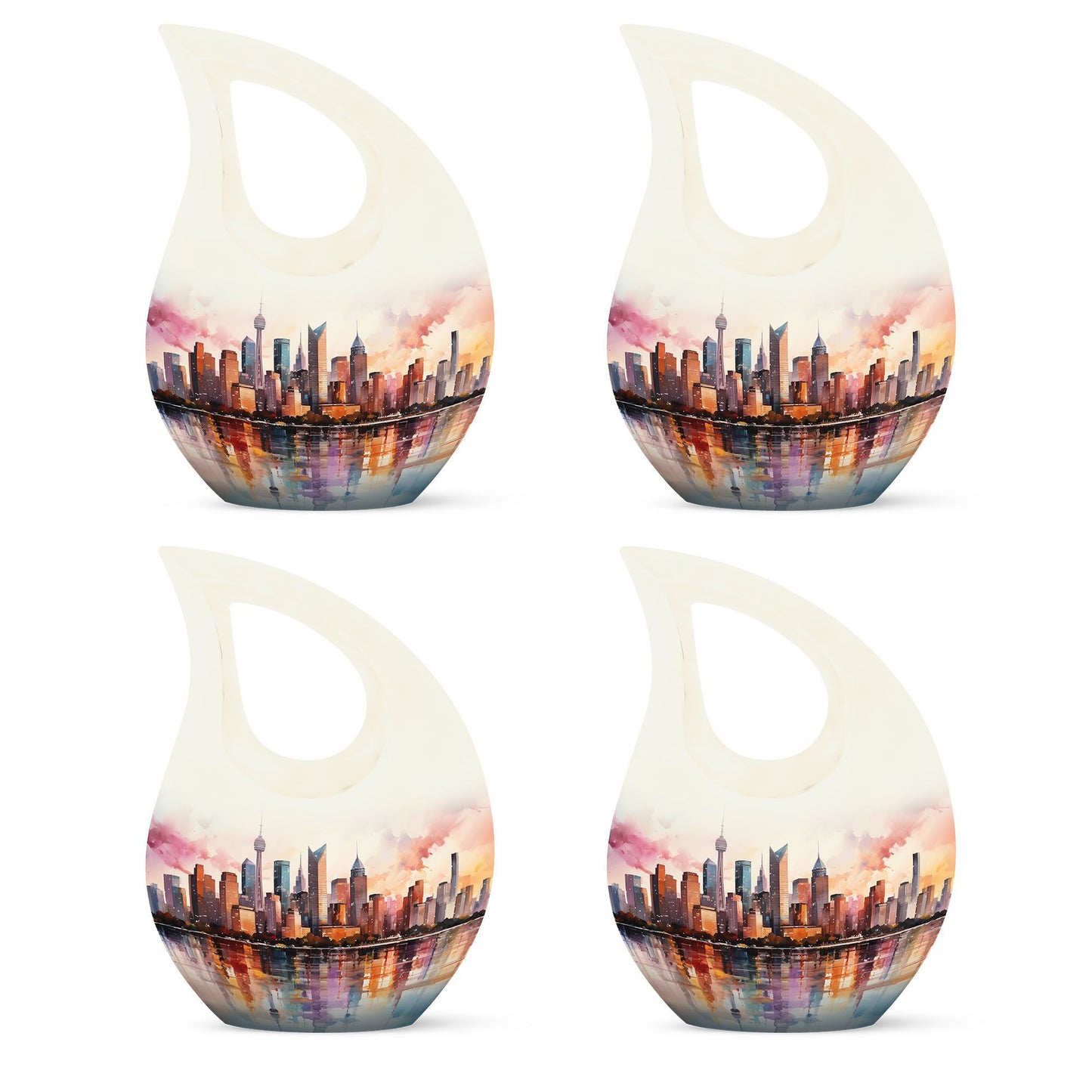 10 inch Watercolor Skyline Urban Urn 