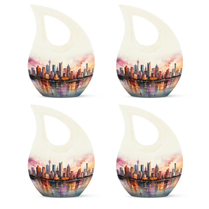 10 inch Watercolor Skyline Urban Urn 