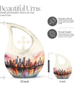 10 inch Watercolor Skyline Urban Urn 
