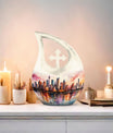 10 inch Watercolor Skyline Urban Urn 