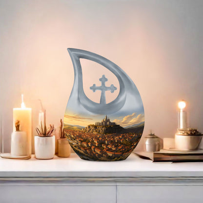 Sunlit Citadel Cross Drop Medium Urn,