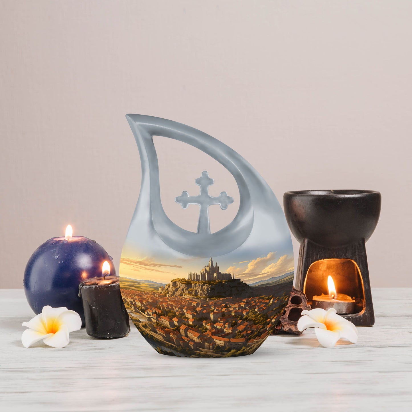 Sunlit Citadel Cross Drop Medium Urn,
