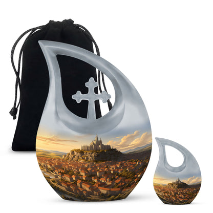 Sunlit Citadel Cross Drop Medium Urn,