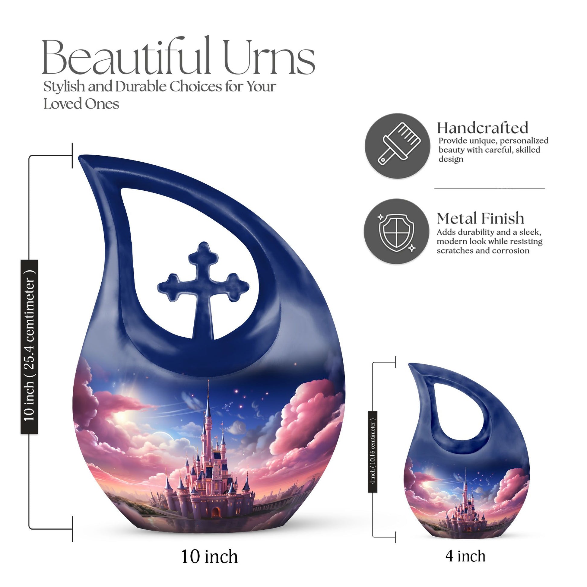 Handcrafted 10-inch Dream Castle in Urn, 