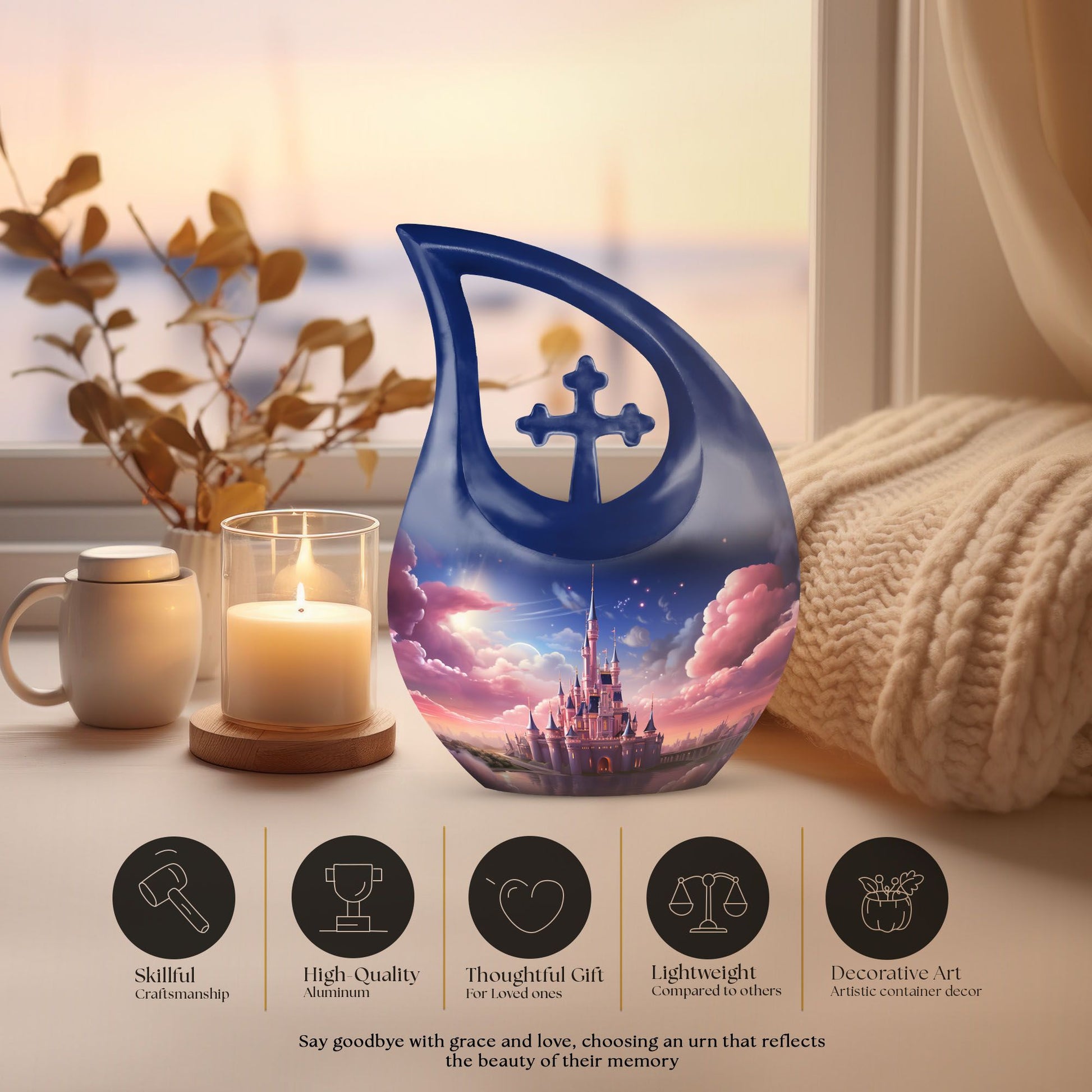 Handcrafted 10-inch Dream Castle in Urn, 