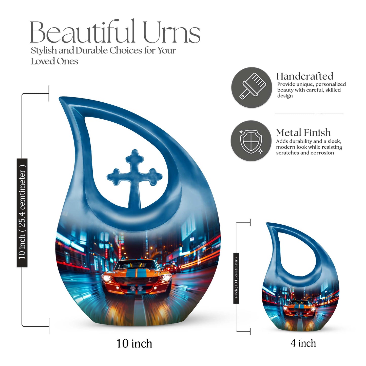 Cross Drop Design Midnight Drive Urn,