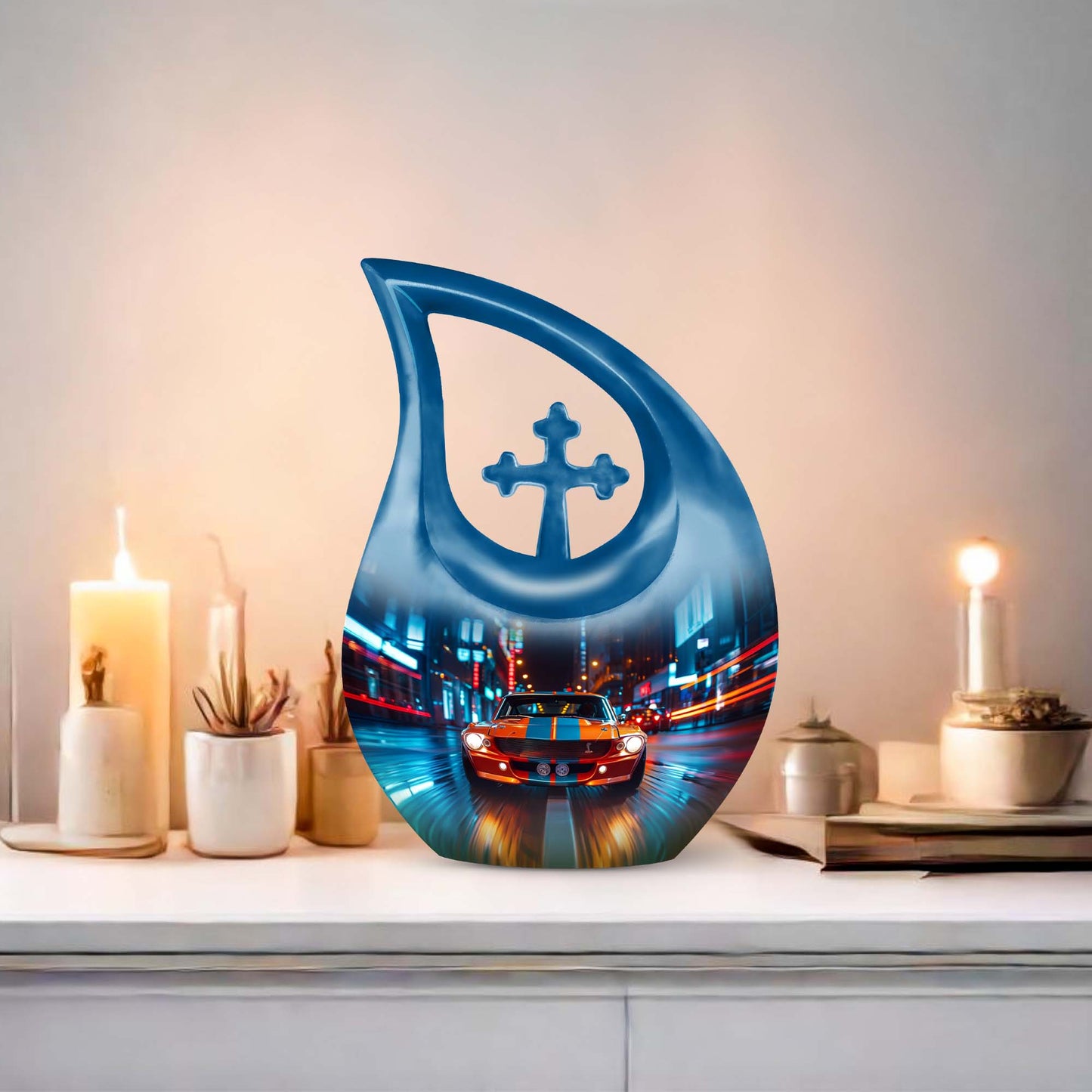 Cross Drop Design Midnight Drive Urn,