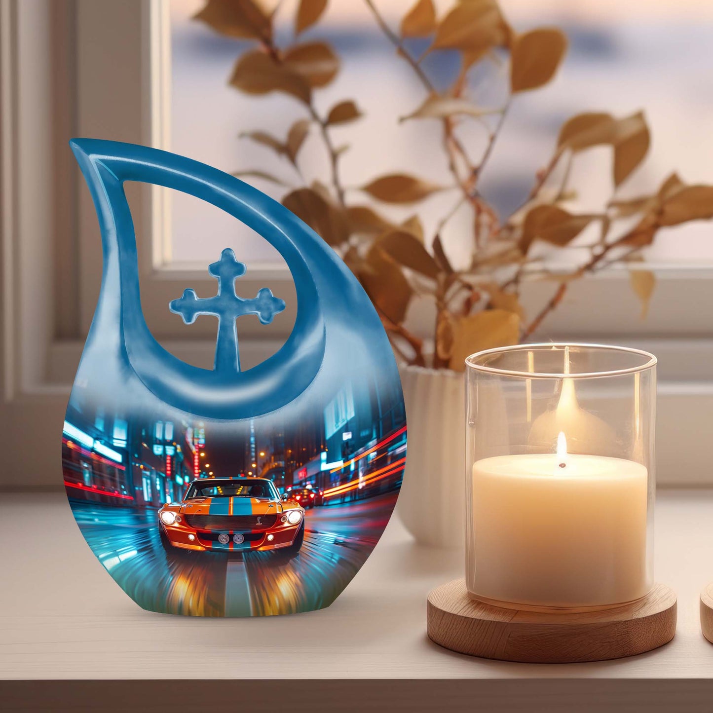 Cross Drop Design Midnight Drive Urn,