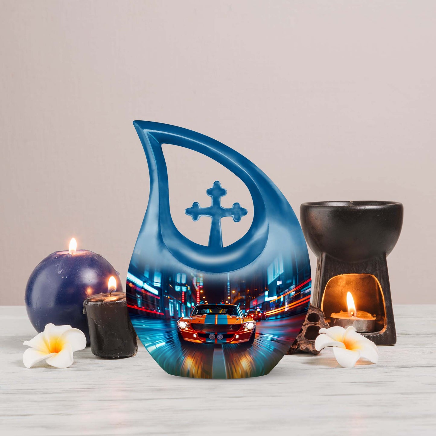 Cross Drop Design Midnight Drive Urn,
