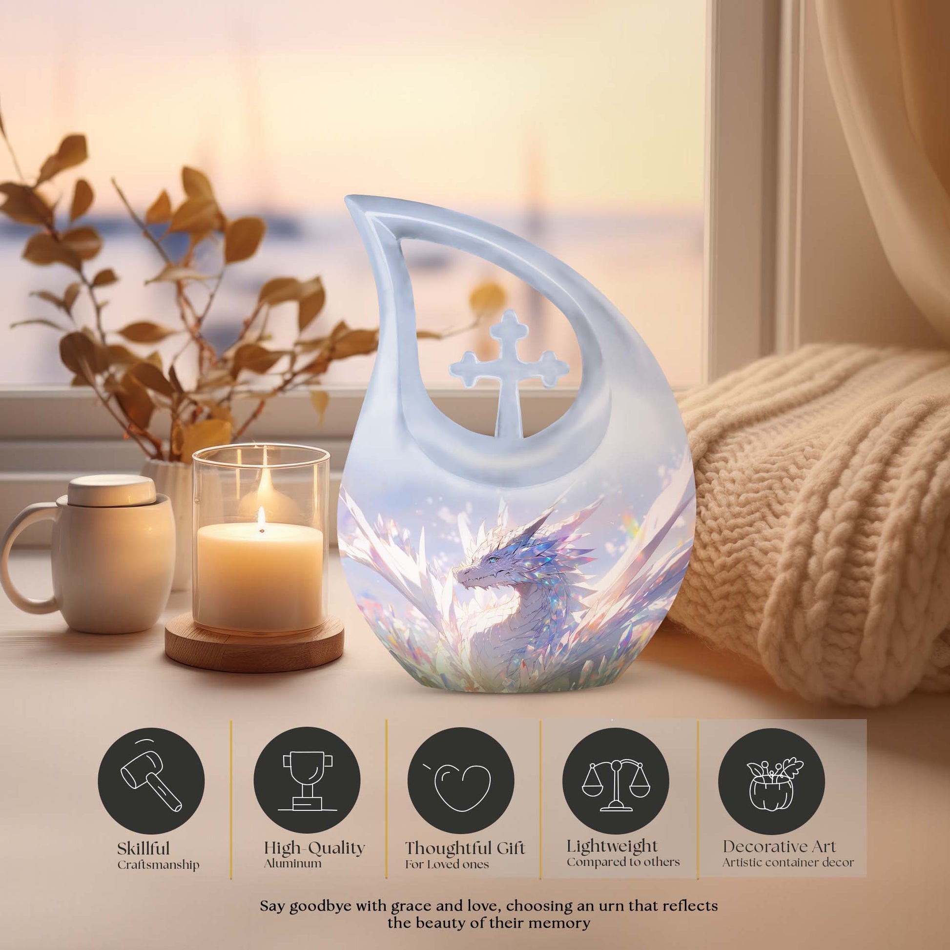 The Crystal Dragon Metal Memorial Urn 