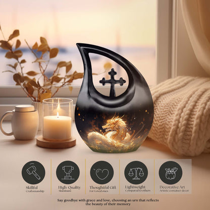 Golden Dragon's Cross Drop Urn for Mom