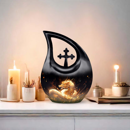Golden Dragon's Cross Drop Urn for Mom