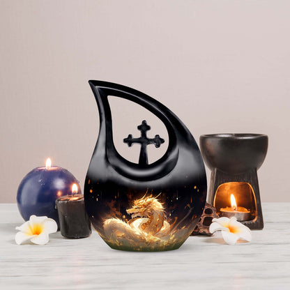 Golden Dragon's Cross Drop Urn for Mom