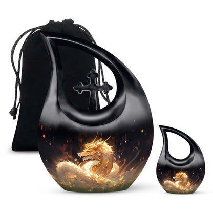 Golden Dragon's Cross Drop Urn for Mom