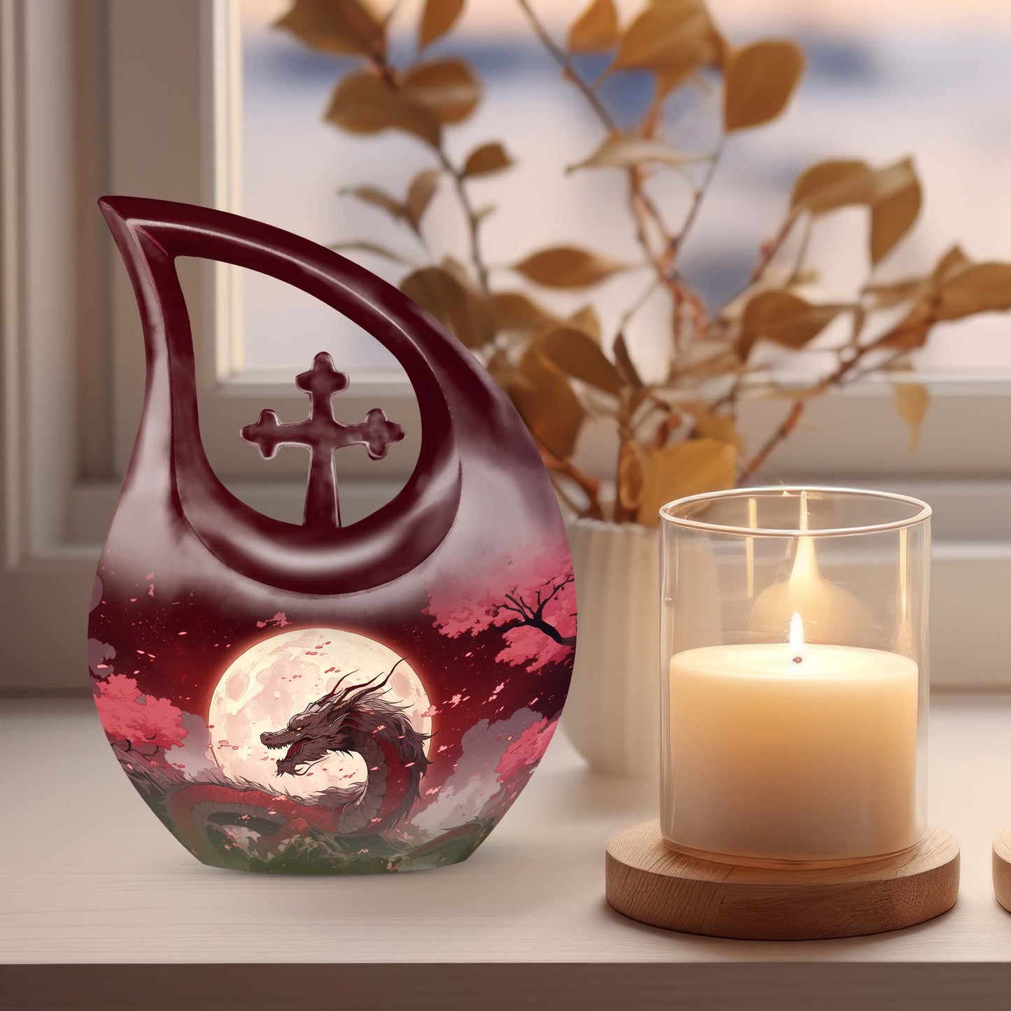 Crimson Moonrise Theme Urn
