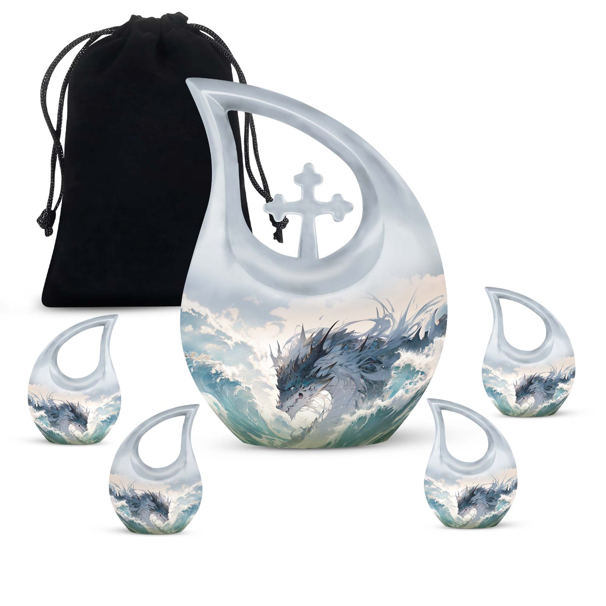 White Dragon Cremation Urn for Human Ashes - Funeral Urns For Ashes