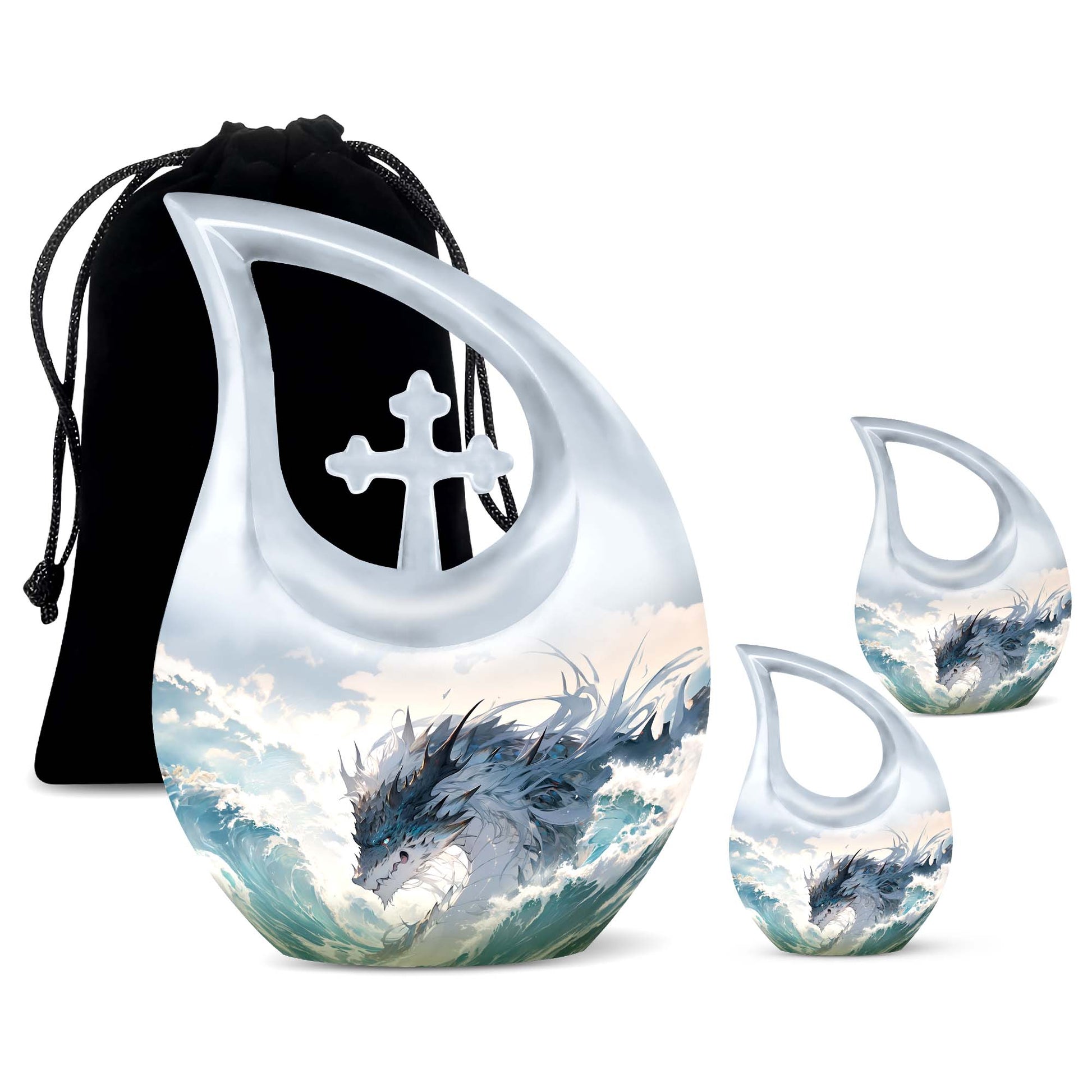 White Dragon Cremation Urn for Human Ashes - Funeral Urns For Ashes
