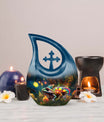 Chameleon's Colorful Cross Drop Adult Urn