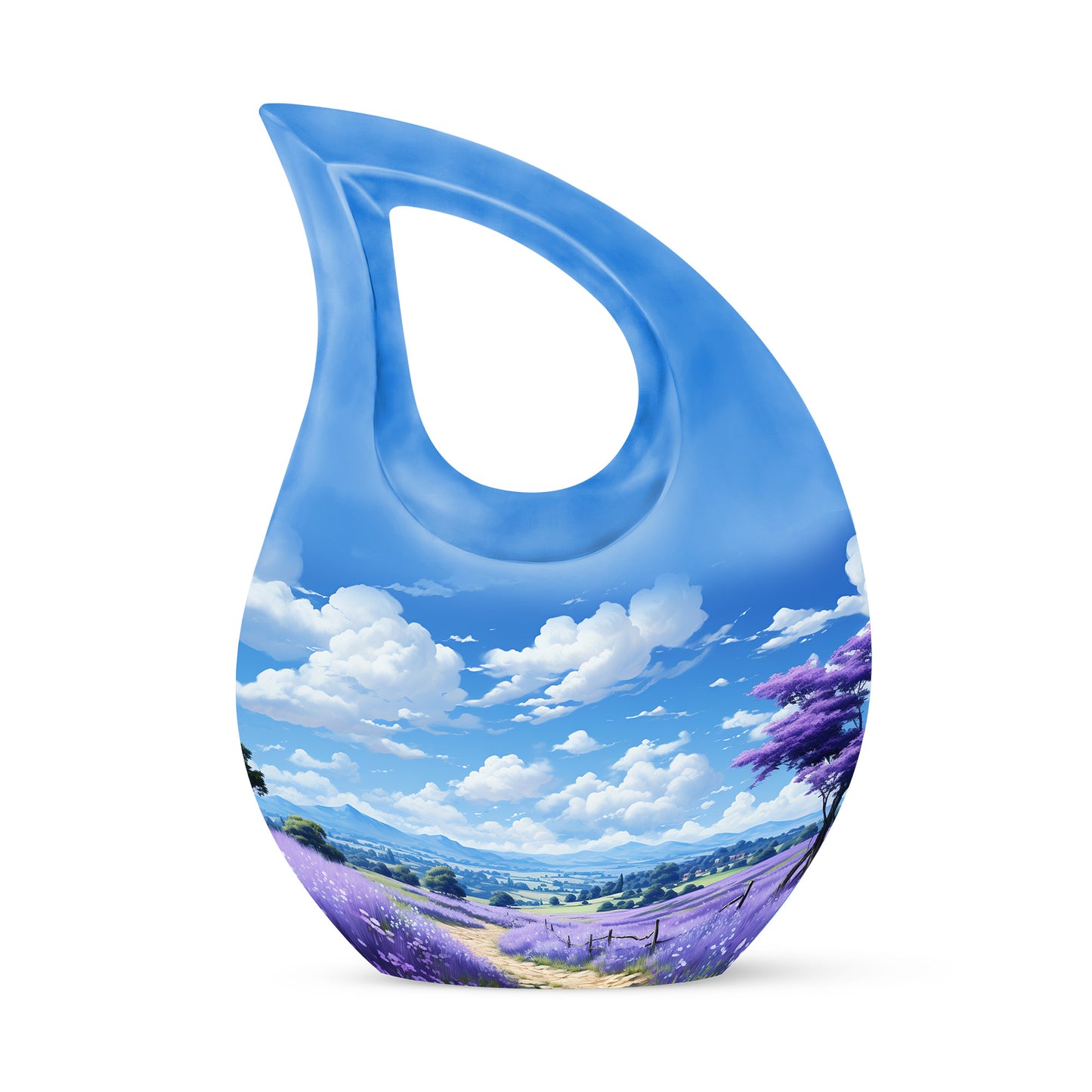 Blue Personalized Lavender Cremation Urn for Human Ashes - 10-inch, 200 cu in - Yatskia