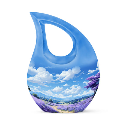Blue Personalized Lavender Cremation Urn for Human Ashes - 10-inch, 200 cu in - Yatskia