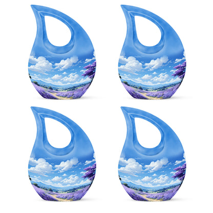 Blue Personalized Lavender Cremation Urn for Human Ashes - 10-inch, 200 cu in - Yatskia