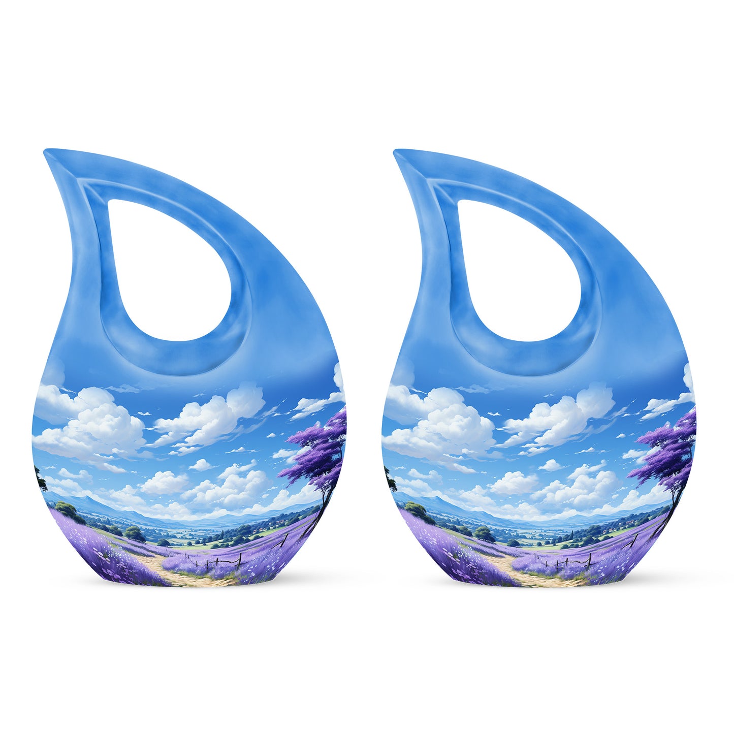 Blue Personalized Lavender Cremation Urn for Human Ashes - 10-inch, 200 cu in - Yatskia
