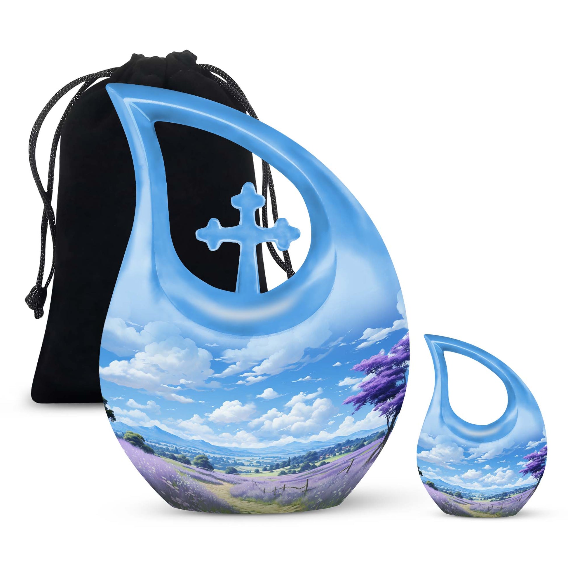 Lavender Fields Urn For Ashes - Blue Sky Funeral Urn For Sale