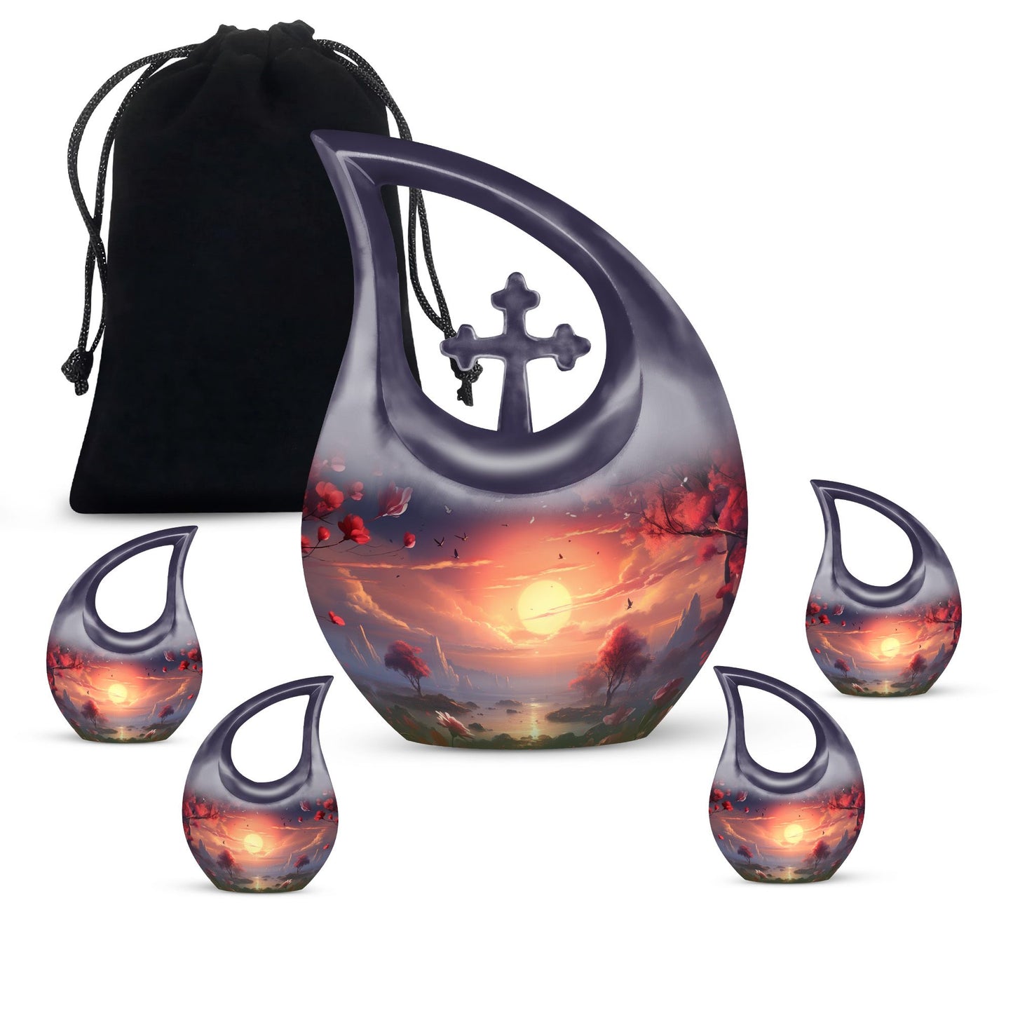 Cross Drop Sunset Whispers Among Urn