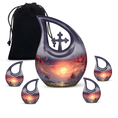 Cross Drop Sunset Whispers Among Urn