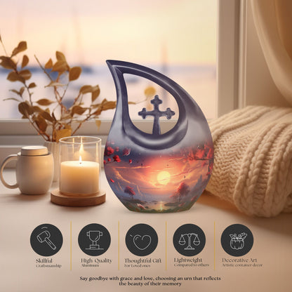 Cross Drop Sunset Whispers Among Urn