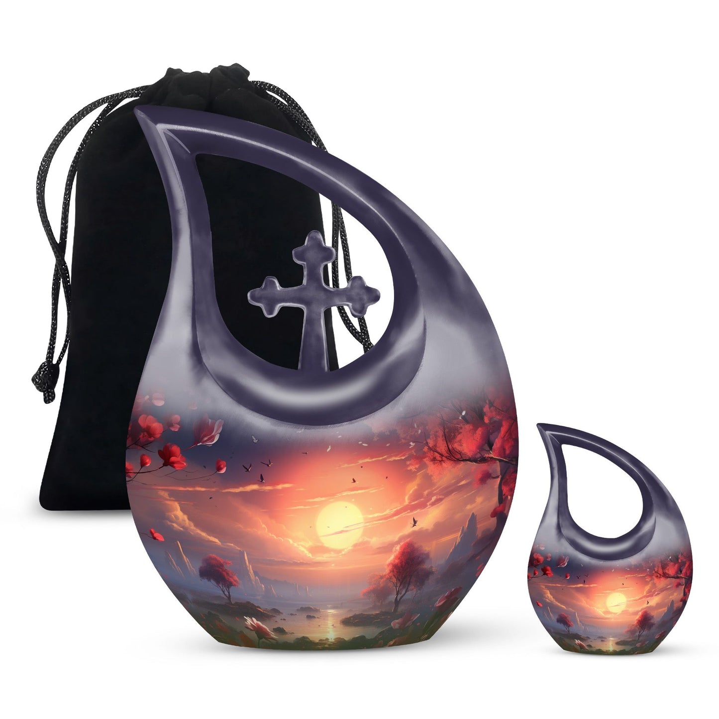 Cross Drop Sunset Whispers Among Urn